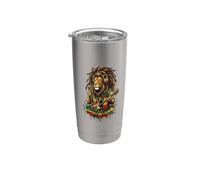 Reggae Lion Musicista con Dreadlocks Suonare il Basso Bicchiere termico in acciaio inox doppia parete