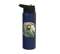 Reggae Music & Rasta, Leone africano con cuffie, giamaicano Stainless Steel Insulated Water Bottle