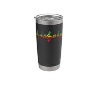 Reggae Musica Battito cardiaco Rasta Note ECG Pulse Bicchiere termico in acciaio inox doppia parete