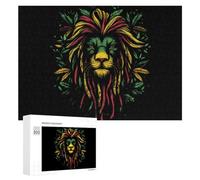 Reggae Rasta Leone Erba Foglie Puzzle per Adulti Famiglia Attività Giochi Home Decor Puzzle 300 PZ