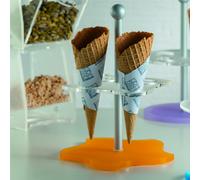 Reggi coni Gelato da banco in plexiglas quadrato 38,2xh50 cm - Ø 9,4 cm 4 coni colore arancio arancio
