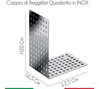 Reggi libri Quadrotto Set 2 PZ Dimensioni 16,5 x 12,5 x h 20 cm in acciaio lucido inox lucido