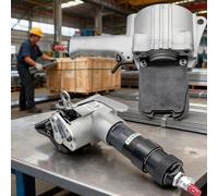 Reggiatrice pneumatica in acciaio, strumento resistente per tensionamento, taglio e sigillatura, compatibile con reggiatura ad alta resistenza da 19/25/32 mm, soluzione di imballaggio portatile
