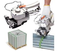Reggiatrice pneumatica portatile, macchina automatica per cinghie in plastica PET/PP da 12-25 mm, portatile per reggiatura e impacchettamento di pallet