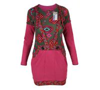 Reggicalze Abito Manica Lunga Multicolore Girocollo Psichedelico Hippie Boho Top