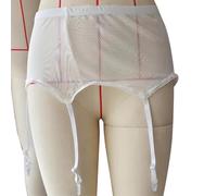 Reggicalze in rete trasparente con clip in metallo regolabile per vedere attraverso la cintura per le donne calze autoreggenti calze lingerie giarrettiera, bianco, M