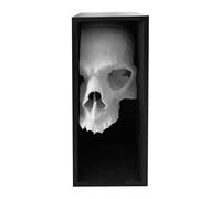 Reggilibri a forma di teschio, fermalibri con scheletro, decorazione gotica spettrale, supporto decorativo a tema horror, robusto accessorio per armadietti del vino, 18 x 6,5 x 6,8 cm