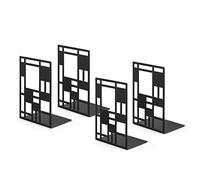 Reggilibri, Fermalibri, Fermalibri per Mensole, Reggilibri in Metallo, Ferma Libri da Mensola, Porta Libri per Ufficio, Scuola, Biblioteca, Reggilibri da Mensola di Colore Nero, 2 Pezzi