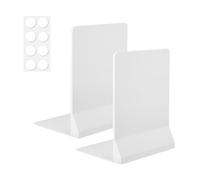 Reggilibri Pieghevole, 2 Pezzi Fermalibri per Più Libri, Ferma Libri per Libreria con Tappetini in Silicone Antiscivolo, Ferma Libro per Casa, Scuola, Ufficio, Biblioteca, Plastica, Bianco