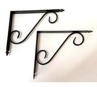 REGGIMENSOLA IN FERRO BATTUTO STAFFA SUPPORTO NERO PER MENSOLE LEGNO 2 PZ 27xh23