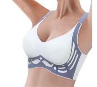 Reggiseni da donna taglie forti per donne reggiseno senza fili raccogliere anti cedimenti seno supporto pushup sollevamento per gli sport più anziani, Blu, M