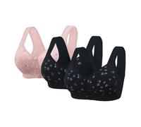 Reggiseni da donna taglie forti per l'estate 2025 Set di 3 pezzi: reggiseno anteriore traspirante, supporto completo, schiena larga, senza ferretto, sport quotidiani, L, 90
