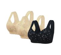 Reggiseni da donna taglie forti per l'estate 2025 Set di 3 pezzi: reggiseno anteriore traspirante, supporto completo, schiena larga, senza ferretto, sport quotidiani, M, 72