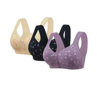 Reggiseni da donna taglie forti per l'estate 2025 Set di 3 pezzi: reggiseno anteriore traspirante, supporto completo, schiena larga, senza ferretto, sport quotidiani, T, 74