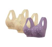 Reggiseni da donna taglie forti per l'estate 2025 Set di 3 pezzi: reggiseno anteriore traspirante, supporto completo, schiena larga, senza ferretto, sport quotidiani, I, 70