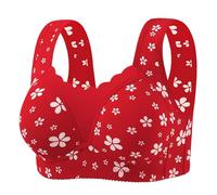 Reggiseni da donna traspiranti senza fili Plus Size Front Closure Bralettes Comfort Full Coverage Hide Back Bras Guardate, Colore: rosso, 48