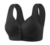 Reggiseni per le donne anziane Plus Size Chiusura anteriore Reggiseno sportivo senza ferretto Supporto completo Reggiseno anteriore Reggiseno da donna, Nero , 4XL