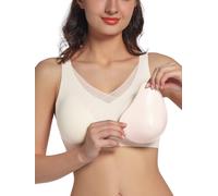 Reggiseni per Mastectomia da Donna con Tasche, Reggiseno per Tutti i Giorni per Post Intervento Chirurgico, 1 Paio di Imbottiture Rimovibili per Il Petto, Beige, XL
