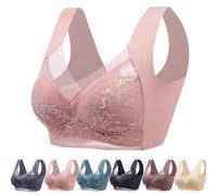 Reggiseni Push-up Senza Ferretto, Comodi e Sexy, Senza Cuciture, Reggiseni in Pizzo con Supporto e Sollevamento, Reggiseni Traspiranti for Donna(Pink,2L)