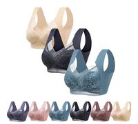 Reggiseni Push-up Senza Ferretto, Comodi e Sexy, Senza Cuciture, Reggiseni in Pizzo con Supporto e Sollevamento, Reggiseni Traspiranti for Donna(3pcs-c,3L)