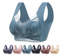Reggiseni Push-up Senza Ferretto, Comodi e Sexy, Senza Cuciture, Reggiseni in Pizzo con Supporto e Sollevamento, Reggiseni Traspiranti for Donna(Blue,L)
