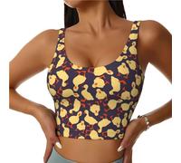 Reggiseni sportivi da donna, ad alto sostegno, carini piccoli uccelli della fattoria che corrono crop allenamento canotta da donna, Nero, XXL