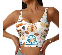 Reggiseni sportivi da donna, ad alto sostegno, carino, criceto, noccioline, corsa, allenamento, canotta da donna, Nero, XL
