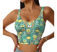 Reggiseni sportivi da donna, ad alto sostegno, con foglie che corrono, per allenamento, canotta da donna, Nero, M