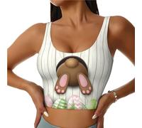 Reggiseni sportivi da donna, ad alto sostegno, con fondo marrone e uova di Pasqua, per corsa, allenamento, canotta da donna, Nero, XL