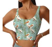 Reggiseni sportivi da donna, ad alto sostegno, con stampa di gabbiano sul fiume, Nero, L