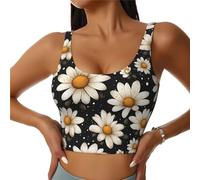 Reggiseni sportivi da donna, ad alto sostegno, con stampa di margherite scure, atletica, corsa, allenamento, canotta, Nero, S