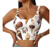 Reggiseni sportivi da donna, ad alto sostegno, con stampa gelato, atletica, corsa, allenamento, canotta, Nero, M