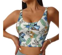 Reggiseni sportivi da donna, ad alto sostegno, con testa di dinosauro, per corsa, allenamento, canotta da donna, Nero, XXL