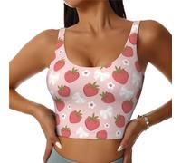 Reggiseni sportivi da donna, carini canottiere da allenamento con papillon a fragola, reggiseno sportivo con schiena a U per corsa e atletica, nero, XL
