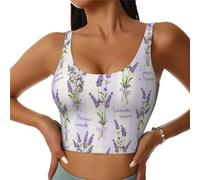 Reggiseni sportivi da donna, con fiori di lavanda e papillon per allenamento, top sportivo con schiena a U, nero, L