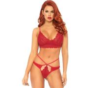 Reggiseno 2 pezzi leg avenue con doppio perizoma tiranta, Taglia S/M, Colore Rosso
