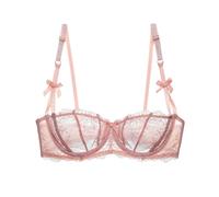 Reggiseno a Balconcino in Pizzo a Rete Sheer Push Up Plus Size Sexy 1/2 Tazze Ferretto Reggiseni sfoderati Reggiseno per Tutti i Giorni