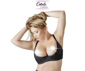 Reggiseno a Balconcino Nero Push-Up con Ferretto e Stecche Cottelli Curves