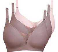 Reggiseno a copertura completa Coppa morbida 2025 Nuovo Set di 3 Pezzi di Donne Senza Fili Pizzo Scollo A V Senza Biancheria Intima Plus Size Quotidiano Senza Cuciture Confortevole Traspir, Confezione