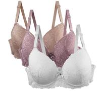 Reggiseno a copertura completa, coppa morbida, confezione da 3 pezzi, comodo pizzo con spalline regolabili, elegante biancheria intima per tutti i giorni e il tempo libero, senza cuciture, traspirante