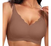 Reggiseno a copertura completa Coppa morbida da donna senza fili Bralette per tutti i giorni senza cuciture confortevole traspirante, cachi, M