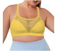 Reggiseno a copertura completa Coppa morbida Donna Tinta unita Hollow Sport Tracolla Raccolta Grandi Dimensioni Ferretto Senza Cuciture Confortevole Traspirante, Giallo, 4XL
