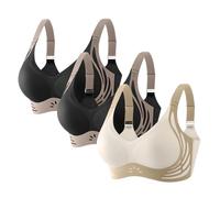 Reggiseno a copertura completa Coppa Morbida Raccogliere Confortevole Senza Fili Up Donne Lingerie Reggiseno Sportivo Quotidiano 3PC Senza Cuciture Traspirante, V, XL