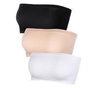Reggiseno a fascia senza spalline da donna, senza cuciture, morbido ed elasticizzato, non imbottito, a fascia, colorato, 3 pezzi, S/M