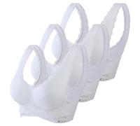 Reggiseno a figura intera, confezione da 3 comodi corsetti con fibbia laterale anteriore in pizzo, senza fili e forma ad alto impatto, push up a fascia, bianco, S