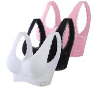 Reggiseno a figura intera, confezione da 3 comodi corsetti con fibbia laterale anteriore in pizzo, senza fili e forma ad alto impatto, push up a fascia, Arancione, 5XL
