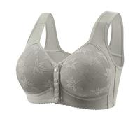 Reggiseno a figura intera da donna, alla moda e casual, intimo anteriore per anziani, delicato sulla pelle, confortevole, ad alto impatto, push up a fascia, Grigio, 78
