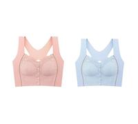 Reggiseno a figura intera da donna Colore Bloccato Grande Gilet Elastico Stile Senza Anello Estesa Circonferenza Inferiore Nuovo Pizzo Adesivo Fibbia Anteriore Biancheria Intima Ad Alto Impatto Push