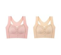 Reggiseno a figura intera da donna Colore Bloccato Grande Gilet Elastico Stile Senza Anello Estesa Circonferenza Inferiore Nuovo Pizzo Adesivo Fibbia Anteriore Biancheria Intima Ad Alto Impatto Push