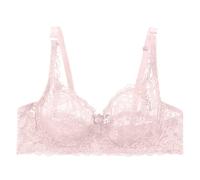Reggiseno a figura intera da donna con ferretto in pizzo sfoderato non imbottito Plus Size copertura ad alto impatto push up a fascia, rosa, 72